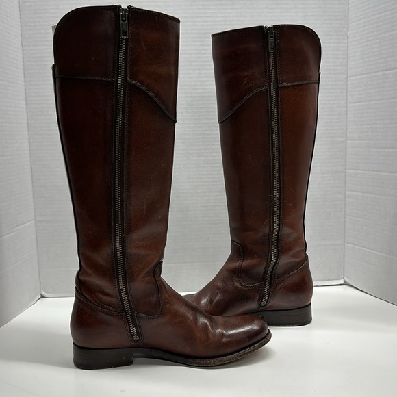 Fye Melissa Tab Tall Boots Boot Leather Riding Equestrian Redwood Brown Size 7 - Picture 7 of 9